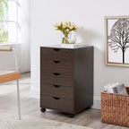 5 Drawers Chest, Wood Storage Dresser with Wheels, Craft Storage Organizer and Storage Drawer Office Drawer Unit