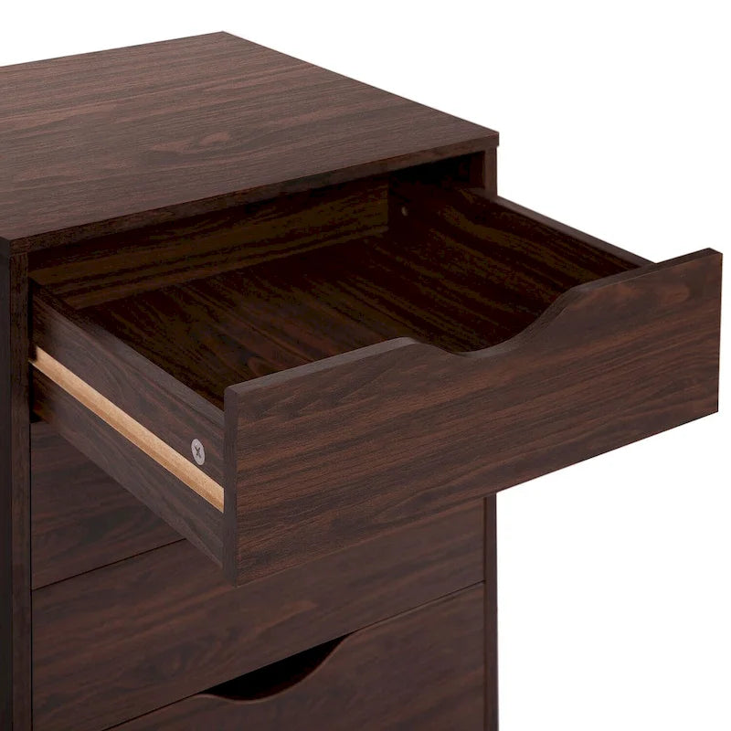 5 Drawers Chest, Wood Storage Dresser with Wheels, Craft Storage Organizer and Storage Drawer Office Drawer Unit