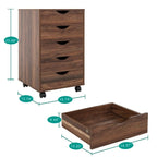 5 Drawers Chest, Wood Storage Dresser with Wheels, Craft Storage Organizer and Storage Drawer Office Drawer Unit