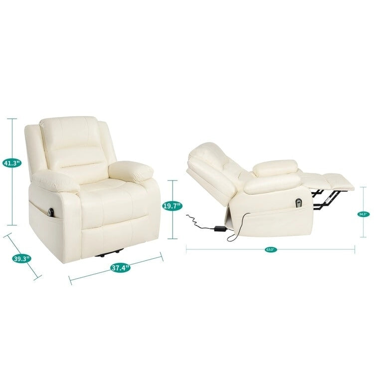 Fauteuil inclinable électrique de luxe réglable avec élévateur pour personnes âgées, en similicuir, dossier divisé