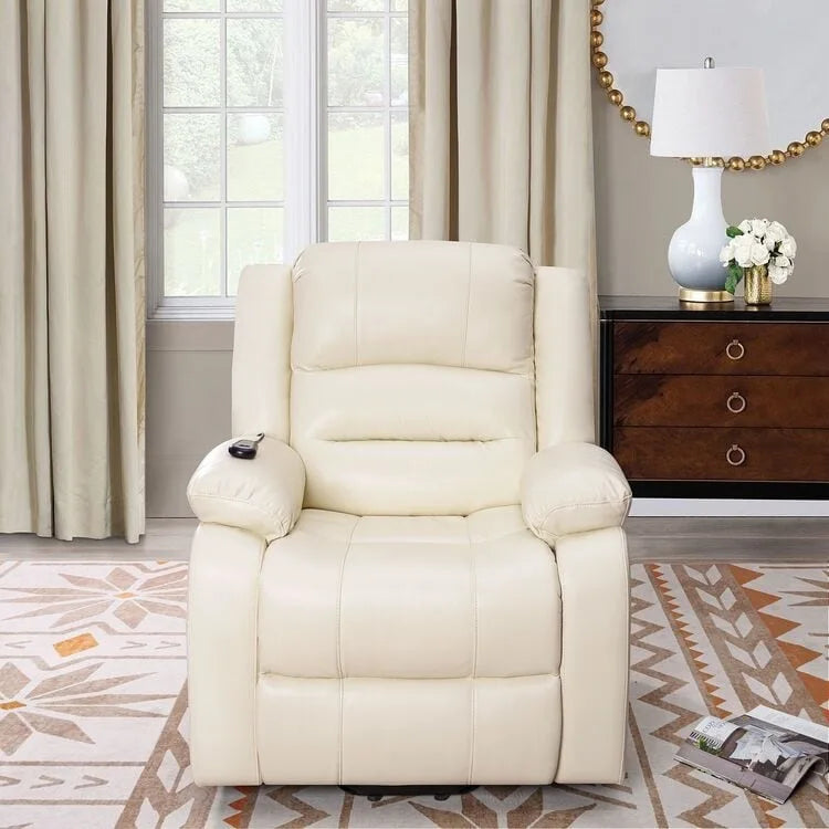 Fauteuil inclinable électrique de luxe réglable avec élévateur pour personnes âgées, en similicuir, dossier divisé