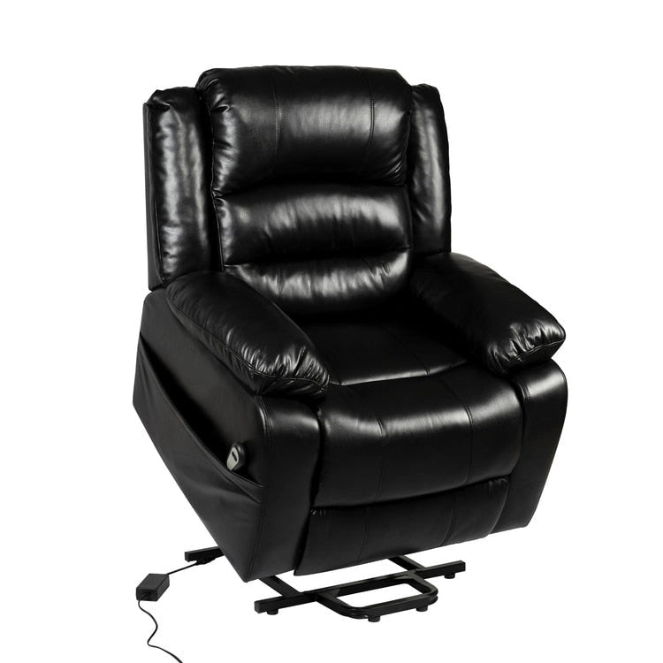 Fauteuil inclinable électrique de luxe réglable avec élévateur pour personnes âgées, en similicuir, dossier divisé