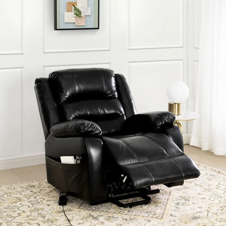 Fauteuil inclinable électrique de luxe réglable avec élévateur pour personnes âgées, en similicuir, dossier divisé