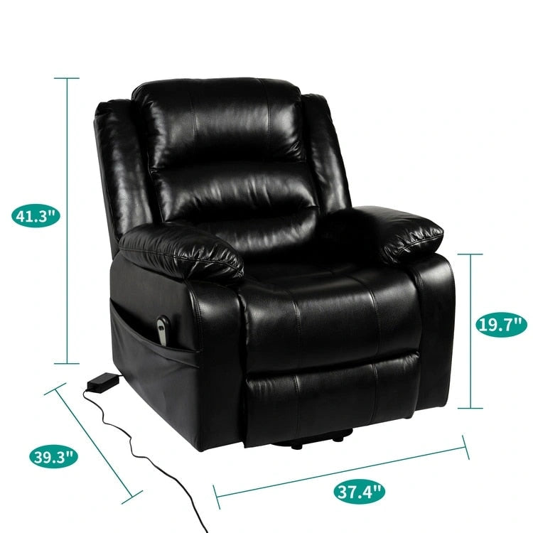Fauteuil inclinable électrique de luxe réglable avec élévateur pour personnes âgées, en similicuir, dossier divisé