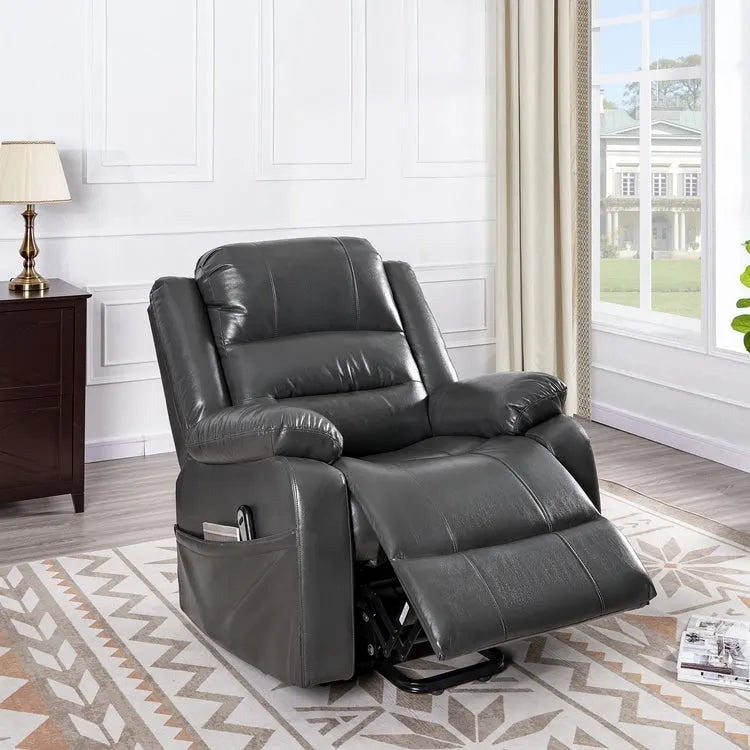Fauteuil inclinable électrique de luxe réglable avec élévateur pour personnes âgées, en similicuir, dossier divisé