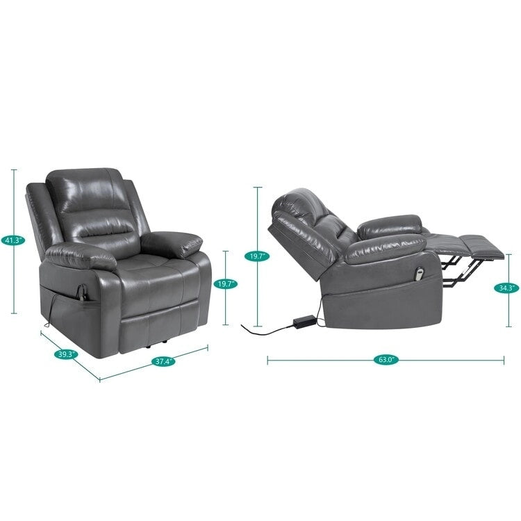 Fauteuil inclinable électrique de luxe réglable avec élévateur pour personnes âgées, en similicuir, dossier divisé
