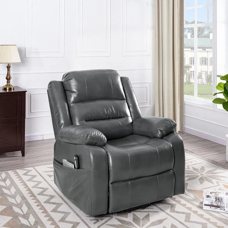 Fauteuil inclinable électrique de luxe réglable avec élévateur pour personnes âgées, en similicuir, dossier divisé