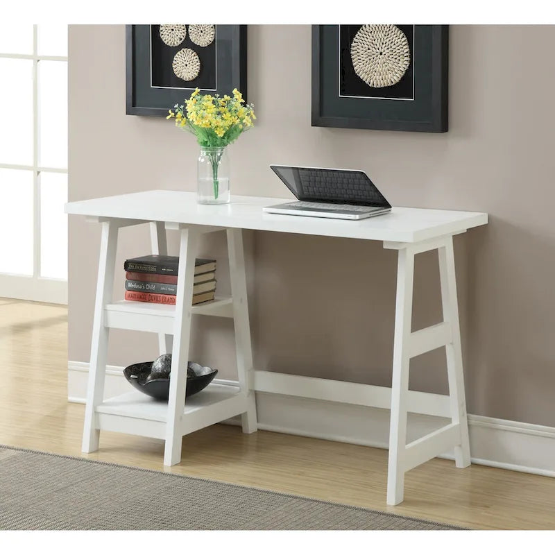 Convenience Concepts Designs2Go Trestle Desk with Shelves