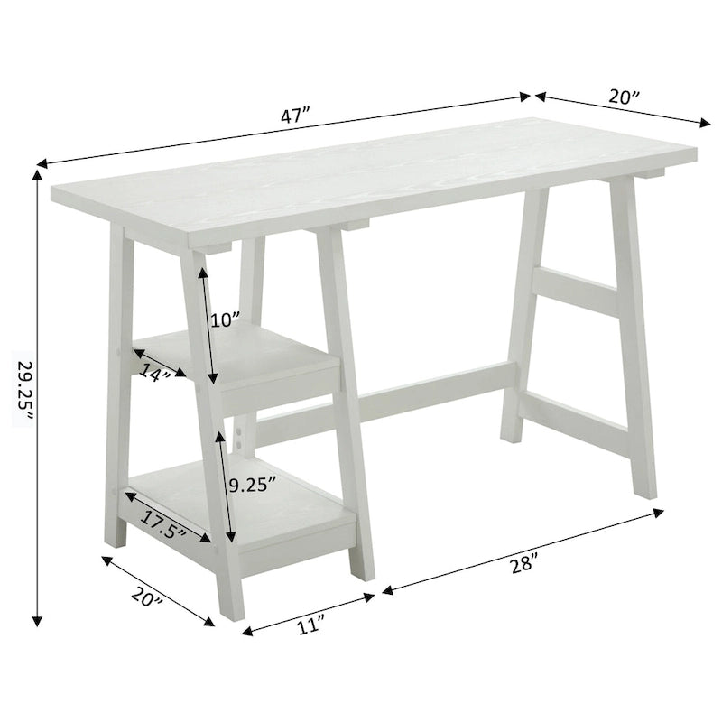 Convenience Concepts Designs2Go Trestle Desk with Shelves
