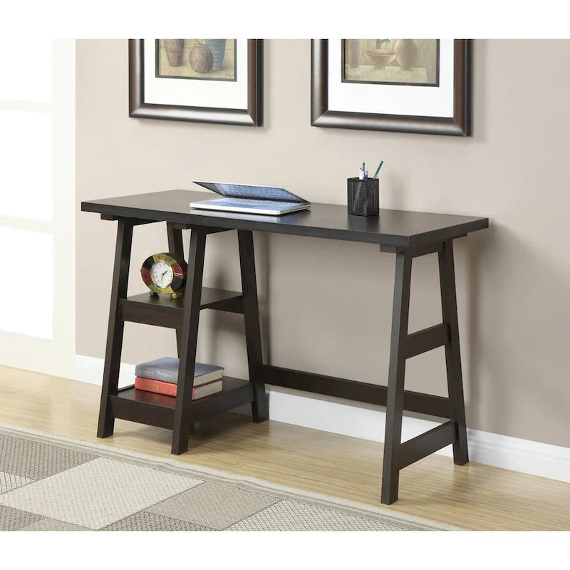 Convenience Concepts Designs2Go Trestle Desk with Shelves