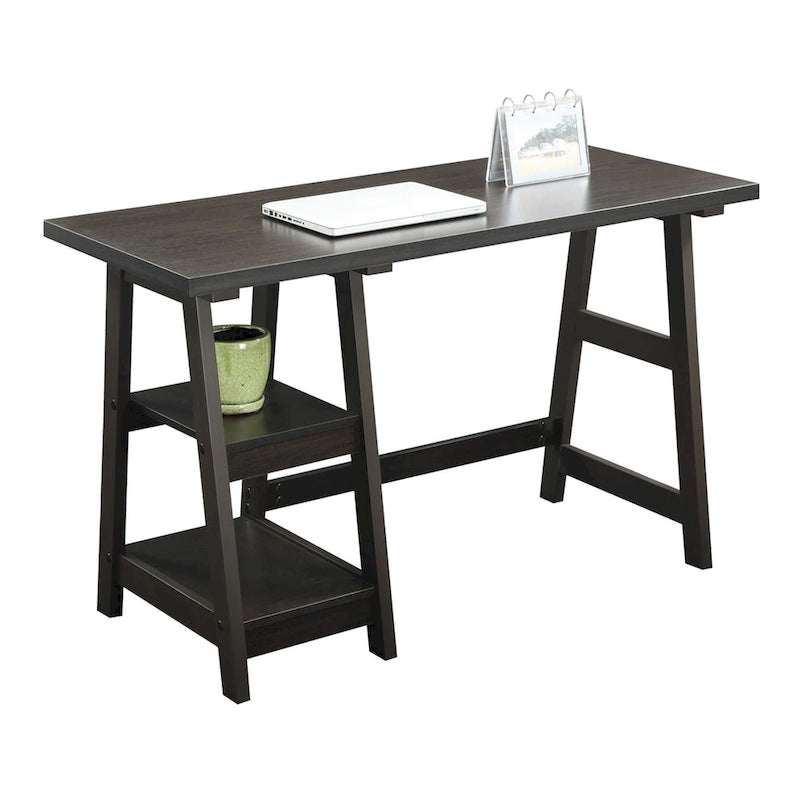 Convenience Concepts Designs2Go Trestle Desk with Shelves