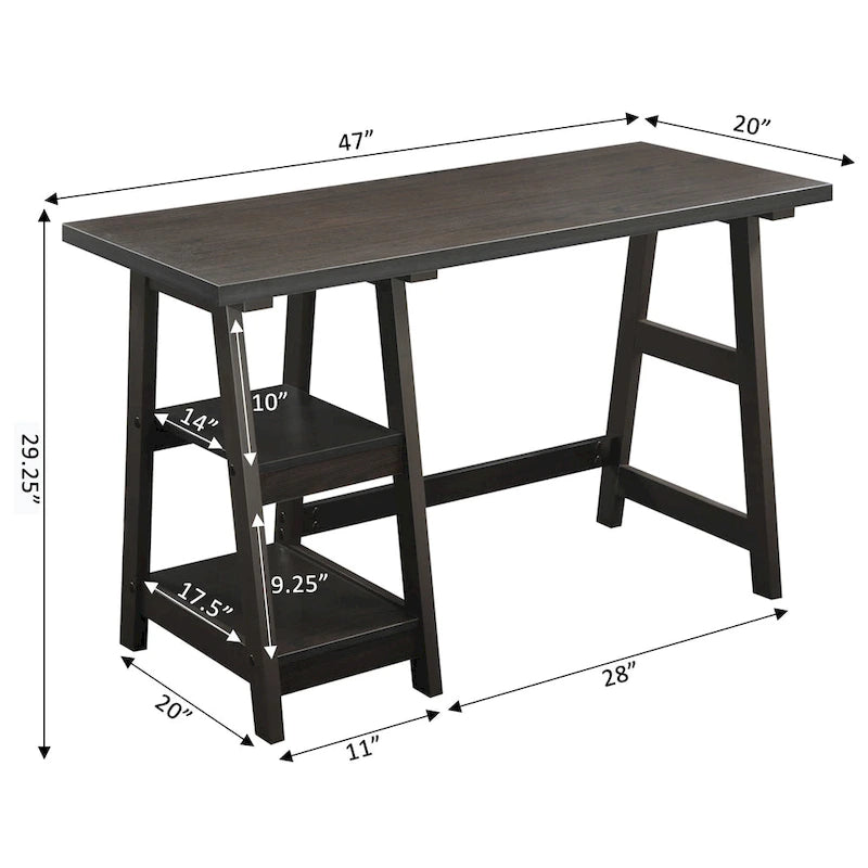 Convenience Concepts Designs2Go Trestle Desk with Shelves