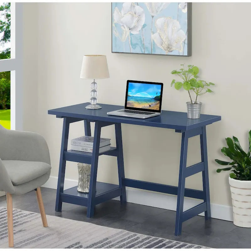 Convenience Concepts Designs2Go Trestle Desk with Shelves