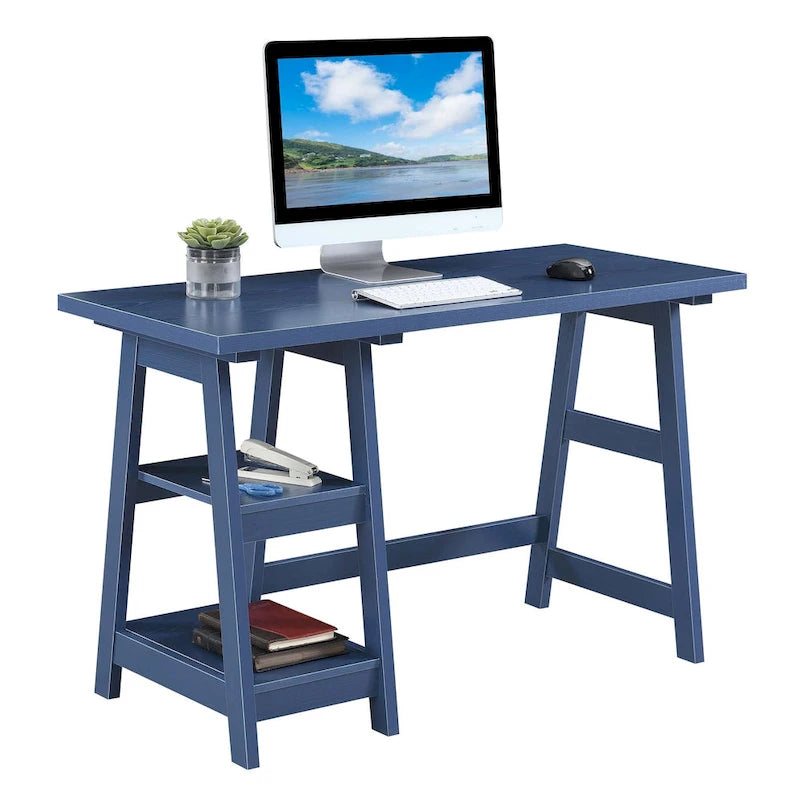 Convenience Concepts Designs2Go Trestle Desk with Shelves