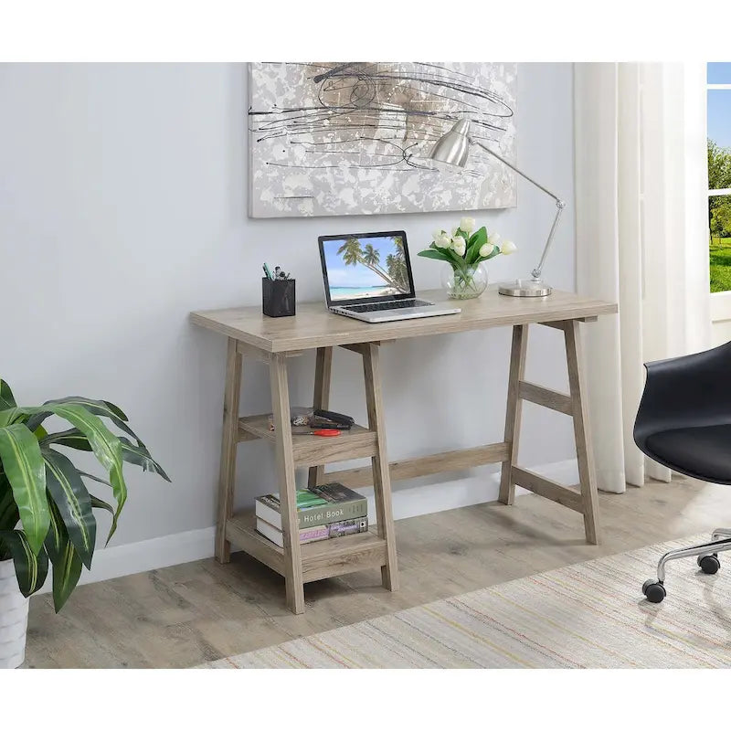 Convenience Concepts Designs2Go Trestle Desk with Shelves