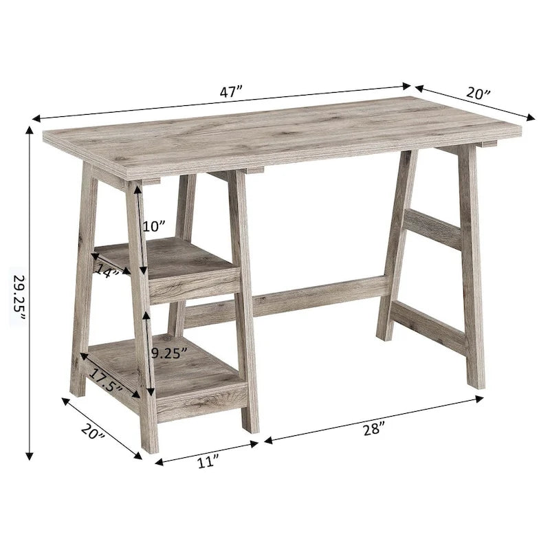 Convenience Concepts Designs2Go Trestle Desk with Shelves