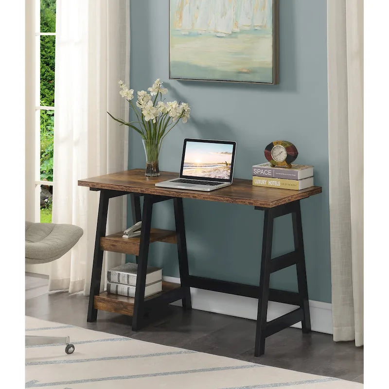 Convenience Concepts Designs2Go Trestle Desk with Shelves