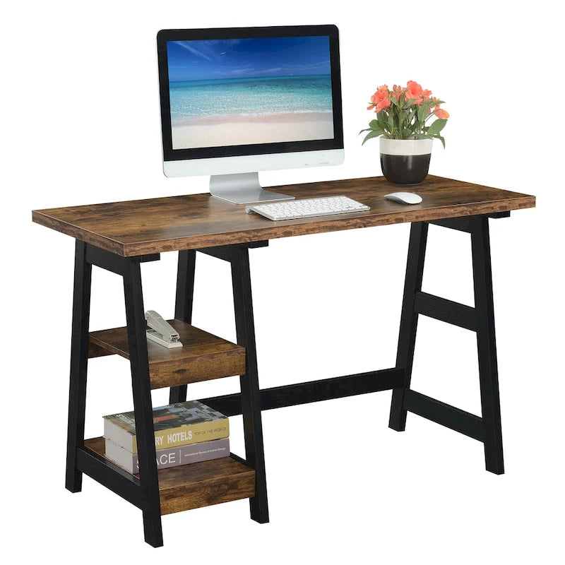 Convenience Concepts Designs2Go Trestle Desk with Shelves