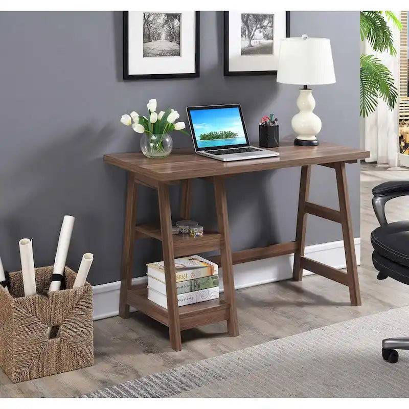 Convenience Concepts Designs2Go Trestle Desk with Shelves