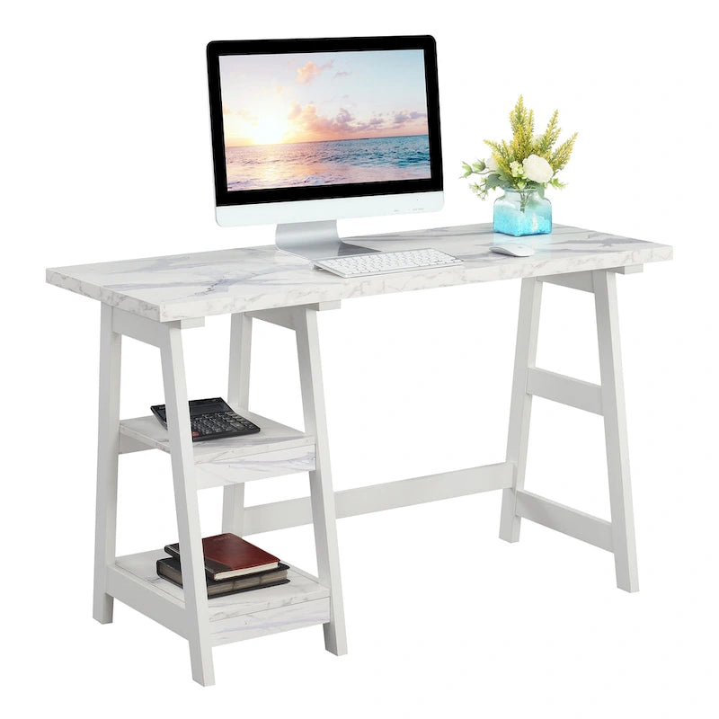 Convenience Concepts Designs2Go Trestle Desk with Shelves