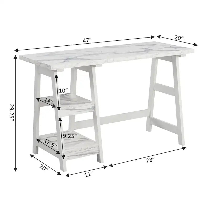 Convenience Concepts Designs2Go Trestle Desk with Shelves