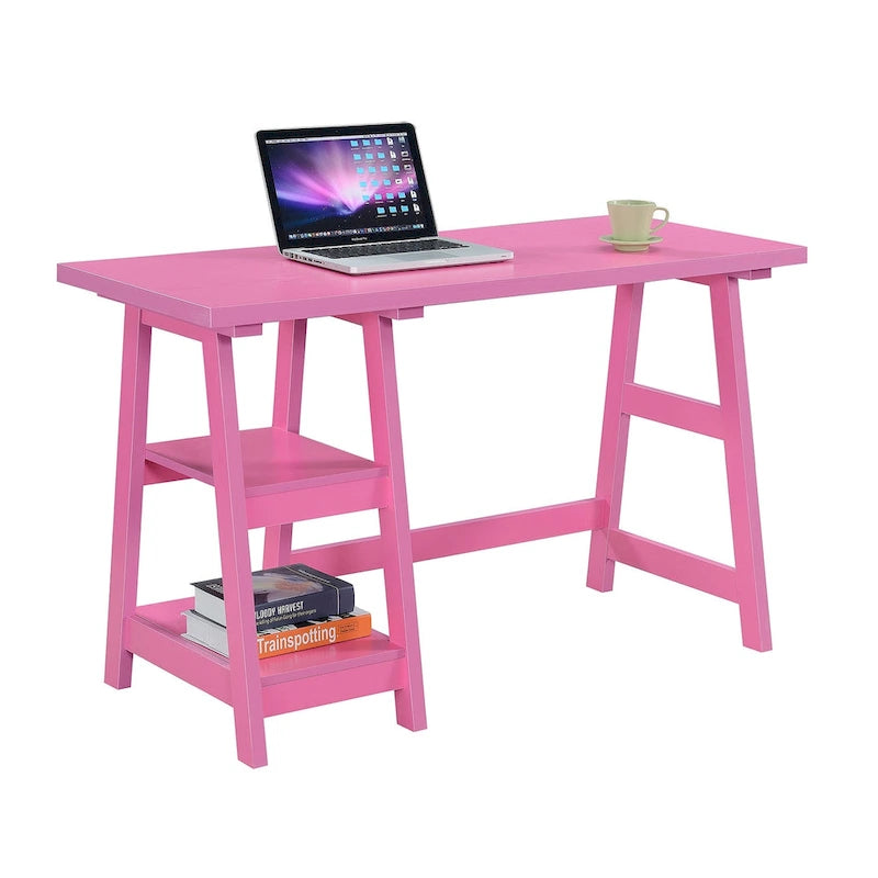 Convenience Concepts Designs2Go Trestle Desk with Shelves