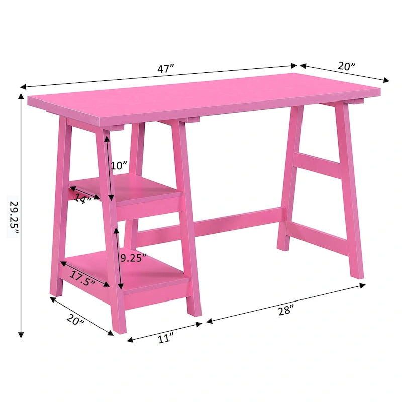Convenience Concepts Designs2Go Trestle Desk with Shelves