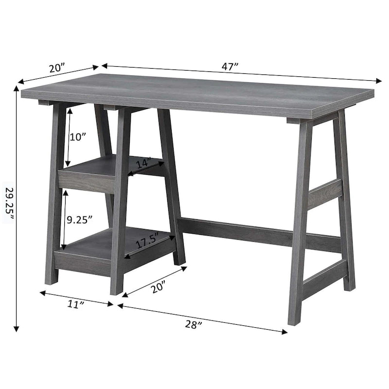 Convenience Concepts Designs2Go Trestle Desk with Shelves