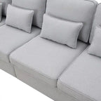 104 4-Seater Modern Linen Fabric Sofa with Armrest Pockets and 4 Pillows