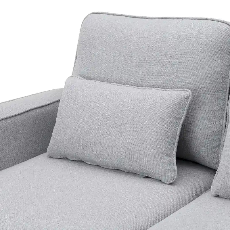 104 4-Seater Modern Linen Fabric Sofa with Armrest Pockets and 4 Pillows