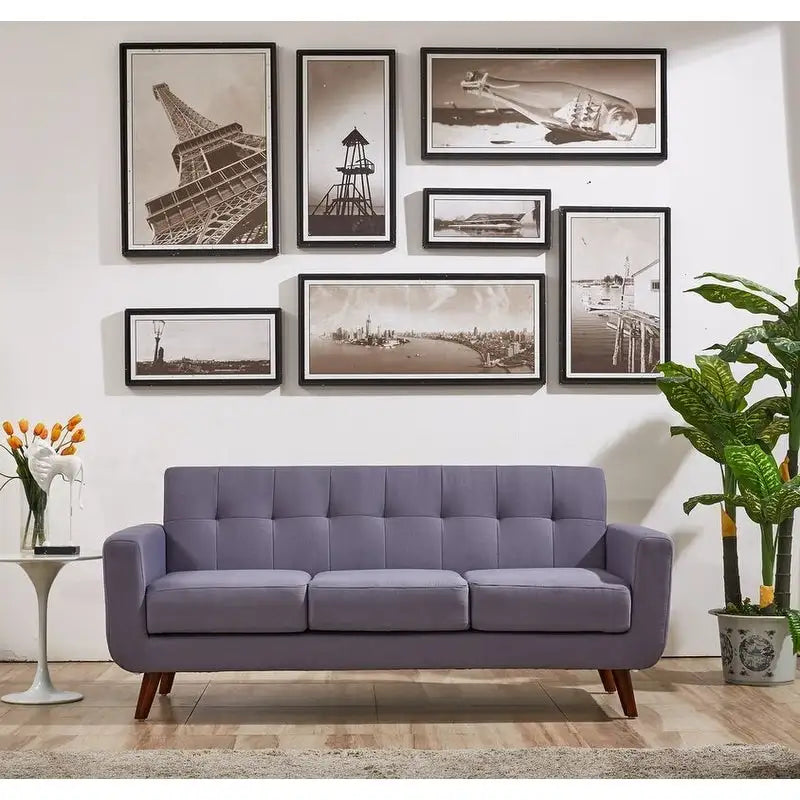 Grace Rainbeau Linen Upholstered Tufted Mid-century Sofa