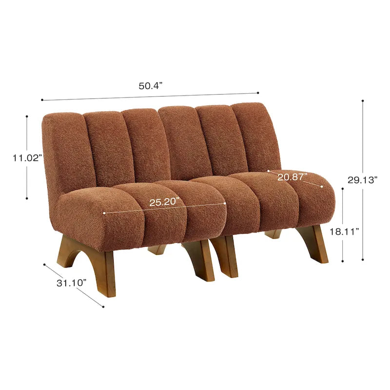 Art Leon Modern Armless Accent Chair Setional Loveseat Sofa