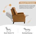 Fauteuil inclinable Gaspar Mid-Century Modern en cuir véritable avec pieds en bois - Lot de 2 par HULALA HOME