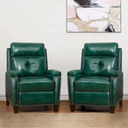 Fauteuil inclinable Gaspar Mid-Century Modern en cuir véritable avec pieds en bois - Lot de 2 par HULALA HOME
