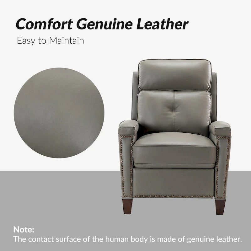 Fauteuil inclinable Gaspar Mid-Century Modern en cuir véritable avec pieds en bois - Lot de 2 par HULALA HOME