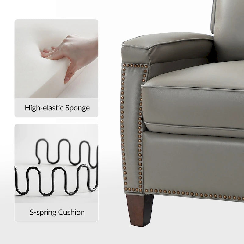 Fauteuil inclinable Gaspar Mid-Century Modern en cuir véritable avec pieds en bois - Lot de 2 par HULALA HOME