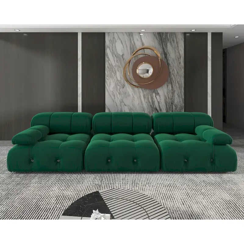 Canapé sectionnel réversible modulable en velours, Vert