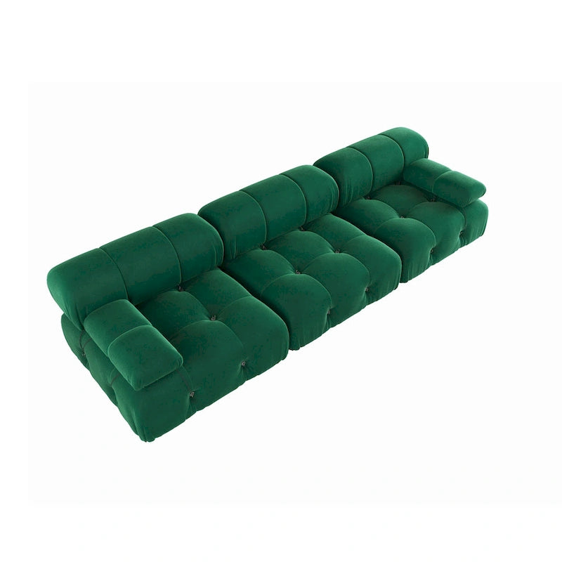 Canapé sectionnel réversible modulable en velours, Vert