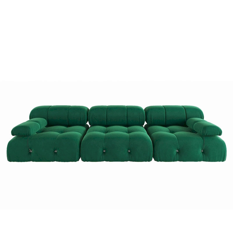 Canapé sectionnel réversible modulable en velours, Vert
