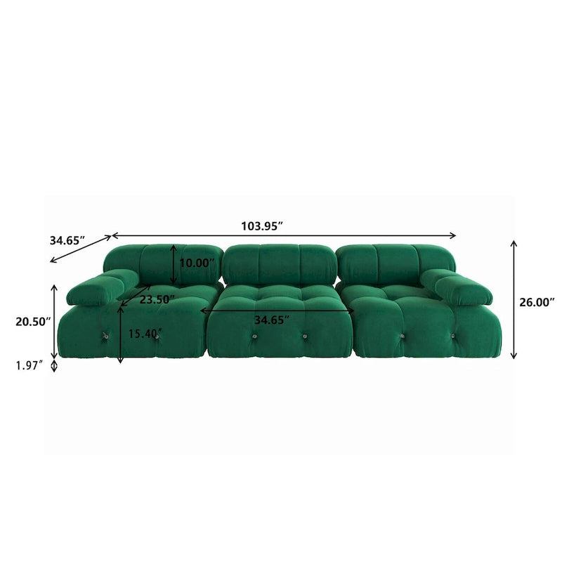 Canapé sectionnel réversible modulable en velours, Vert