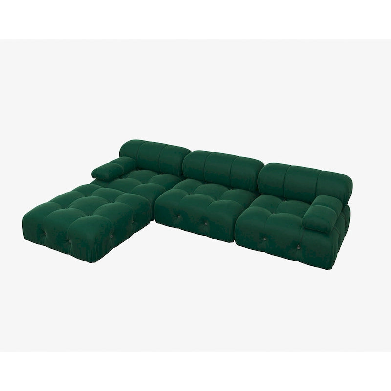 Canapé sectionnel réversible modulable en velours, Vert
