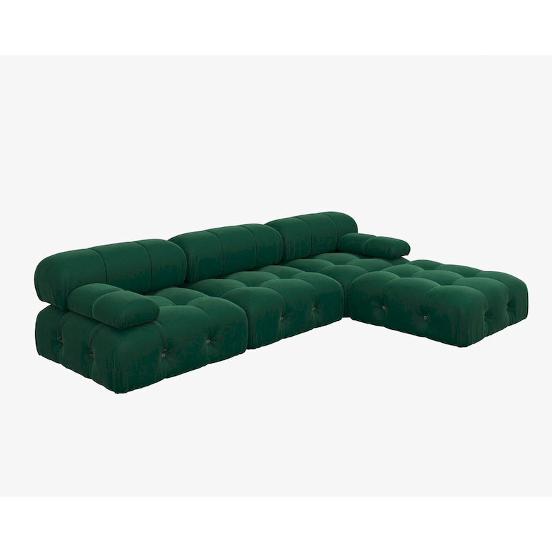 Canapé sectionnel réversible modulable en velours, Vert