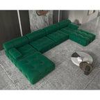 Canapé sectionnel réversible modulable en velours, Vert