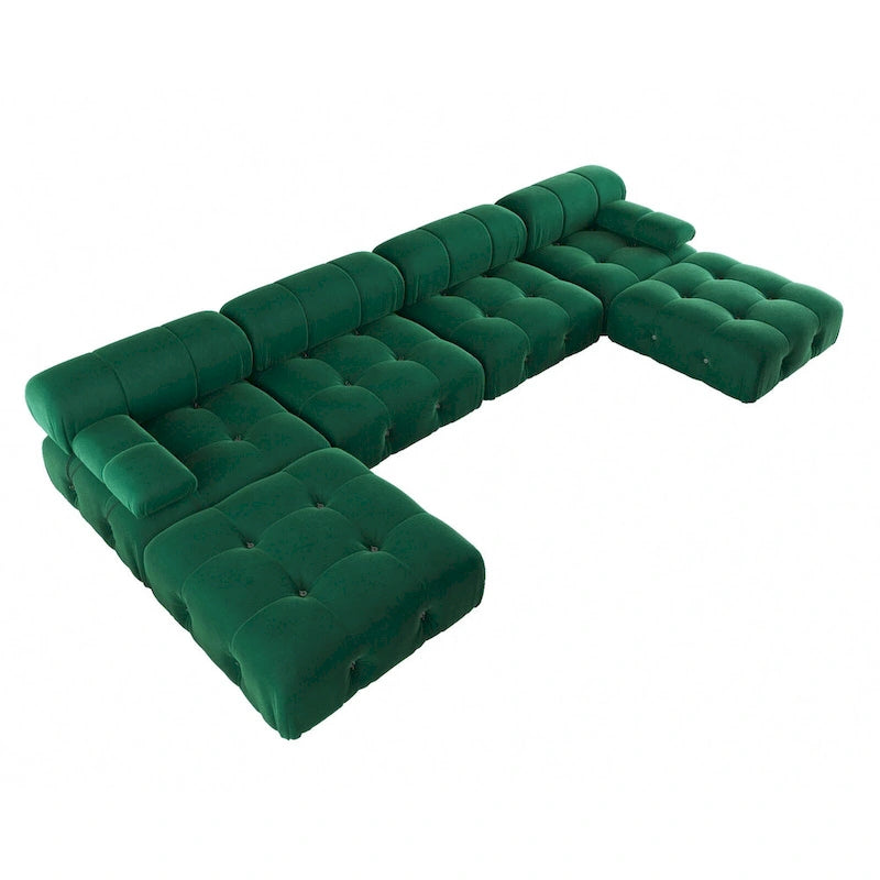 Canapé sectionnel réversible modulable en velours, Vert