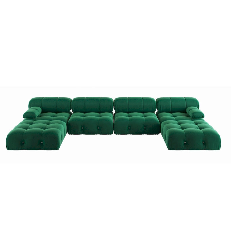 Canapé sectionnel réversible modulable en velours, Vert