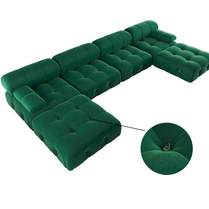 Canapé sectionnel réversible modulable en velours, Vert