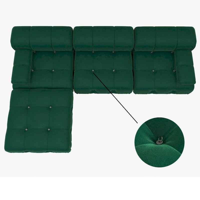 Canapé sectionnel réversible modulable en velours, Vert