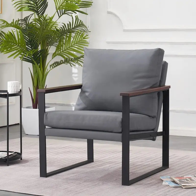 MCombo Fauteuil d'appoint moderne avec coussin rembourré, similicuir HQ304