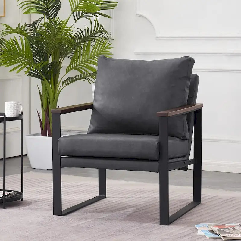 MCombo Fauteuil d'appoint moderne avec coussin rembourré, similicuir HQ304