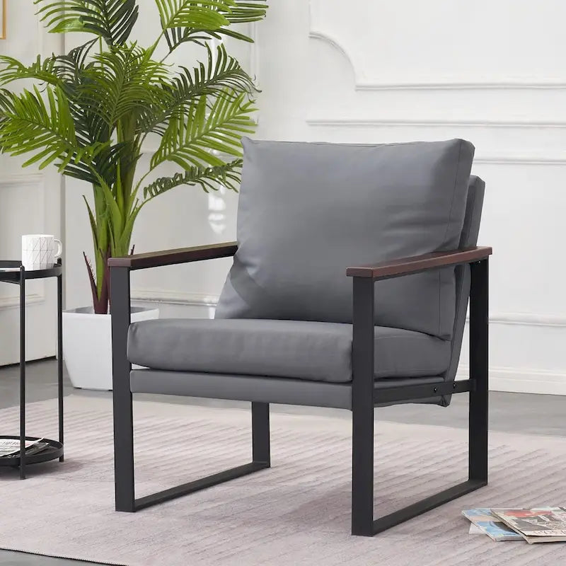 MCombo Fauteuil d'appoint moderne avec coussin rembourré, similicuir HQ304